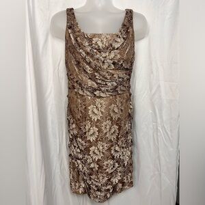 Express gold stretch lace cocktail dress. Size 10.